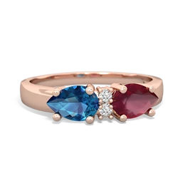 Ruby Pear Bowtie 14K Rose Gold ring R0865