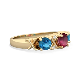 Ruby Hugs And Kisses 14K Yellow Gold ring R5016