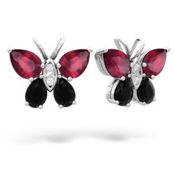 Ruby Butterfly 14K White Gold earrings E2215