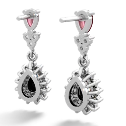 Ruby Halo Pear Dangle 14K White Gold earrings E1882