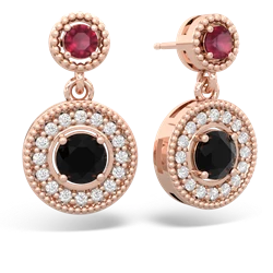 Ruby Halo Dangle 14K Rose Gold earrings E5319