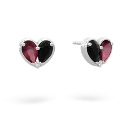 Ruby 'Our Heart' 14K White Gold earrings E5072