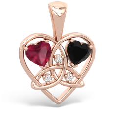 Ruby Celtic Trinity Heart 14K Rose Gold pendant P5331