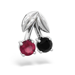 Ruby Sweet Cherries 14K White Gold pendant P7001