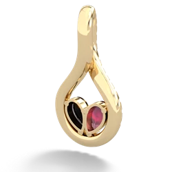 Ruby Pave Twist 'One Heart' 14K Yellow Gold pendant P5360