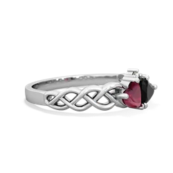 Ruby Heart To Heart Braid 14K White Gold ring R5870