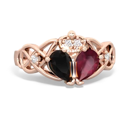 Ruby 'One Heart' Celtic Knot Claddagh 14K Rose Gold ring R5322