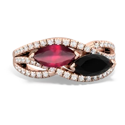 Ruby Diamond Rivers 14K Rose Gold ring R3070