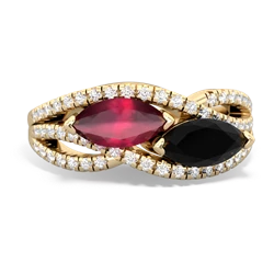 Ruby Diamond Rivers 14K Yellow Gold ring R3070