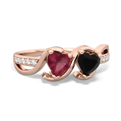 Ruby Side By Side 14K Rose Gold ring R3090