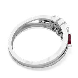 Ruby Hearts Intertwined 14K White Gold ring R5880