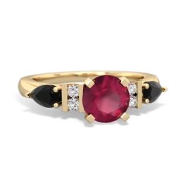 Ruby 6Mm Round Eternal Embrace Engagement 14K Yellow Gold ring R2005