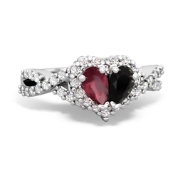 Ruby Diamond Twist 'One Heart' 14K White Gold ring R2640HRT