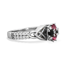 Ruby Celtic Knot Cluster Engagement 14K White Gold ring R26443RD