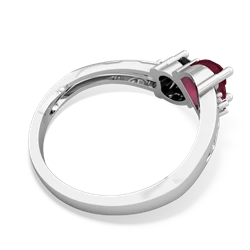 Ruby Snuggling Hearts 14K White Gold ring R2178