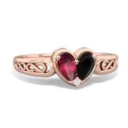 Ruby Filligree 'One Heart' 14K Rose Gold ring R5070