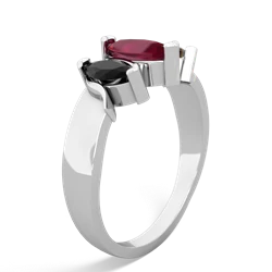 Ruby Three Peeks 14K White Gold ring R2433