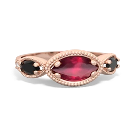 Ruby Milgrain Marquise 14K Rose Gold ring R5700