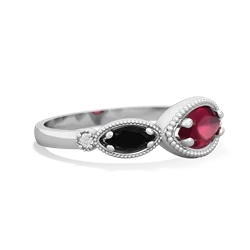 Ruby Milgrain Marquise 14K White Gold ring R5700