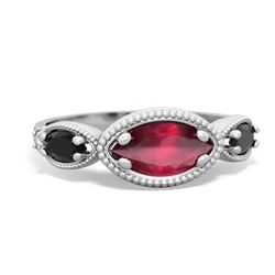 Ruby Milgrain Marquise 14K White Gold ring R5700