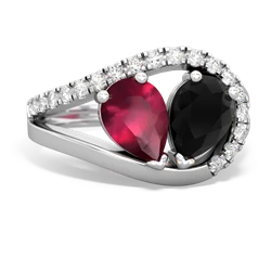 Ruby Nestled Heart Keepsake 14K White Gold ring R5650