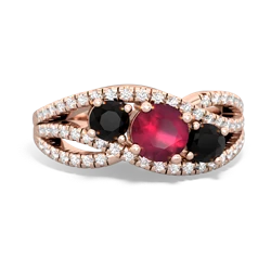 Ruby Three Stone Aurora 14K Rose Gold ring R3080