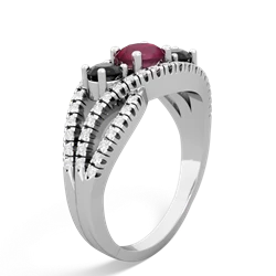 Ruby Three Stone Aurora 14K White Gold ring R3080