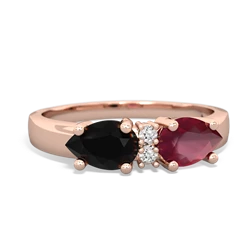 Ruby Pear Bowtie 14K Rose Gold ring R0865