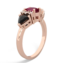 Ruby Antique Style Three Stone 14K Rose Gold ring R2186