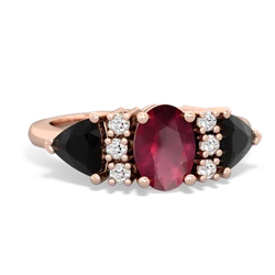 Ruby Antique Style Three Stone 14K Rose Gold ring R2186