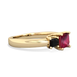 Ruby Three Stone Trellis 14K Yellow Gold ring R4015