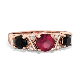 Ruby Hugs And Kisses 14K Rose Gold ring R5016