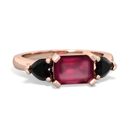 Ruby Three Stone 14K Rose Gold ring R5235