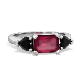 Ruby Three Stone 14K White Gold ring R5235