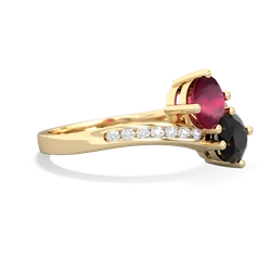 Ruby Channel Set Two Stone 14K Yellow Gold ring R5303