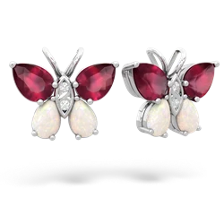 Ruby Butterfly 14K White Gold earrings E2215