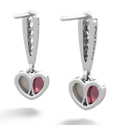 Ruby Filligree Heart 14K White Gold earrings E5070