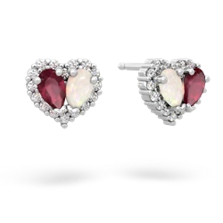 Ruby Halo 14K White Gold earrings E7008