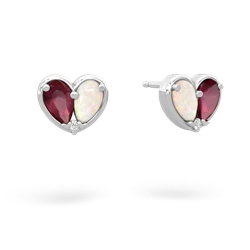 Ruby 'Our Heart' 14K White Gold earrings E5072