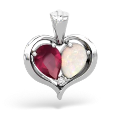 Ruby Two Become One 14K White Gold pendant P5330