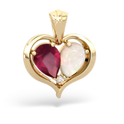 Ruby Two Become One 14K Yellow Gold pendant P5330