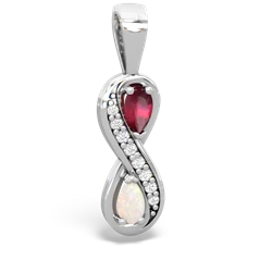 Ruby Diamond Infinity 14K White Gold pendant P5390