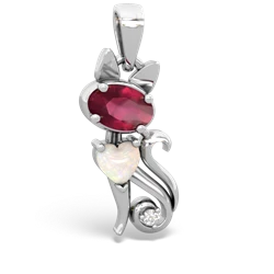 Ruby Kitten 14K White Gold pendant P5780