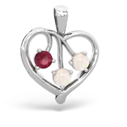 Ruby Glowing Heart 14K White Gold pendant P2233