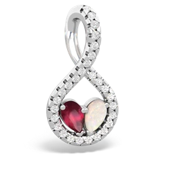 Ruby Pave Twist 'One Heart' 14K White Gold pendant P5360