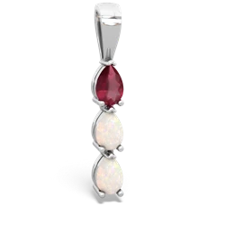 Ruby Dew Drops 14K White Gold pendant P2251