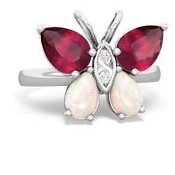 Ruby Butterfly 14K White Gold ring R2215
