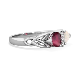 Ruby Celtic Knot Double Heart 14K White Gold ring R5040