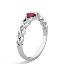 Ruby Heart To Heart Braid 14K White Gold ring R5870