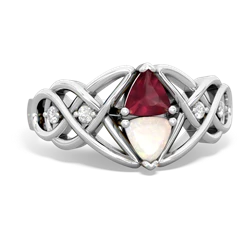 Ruby Keepsake Celtic Knot 14K White Gold ring R5300